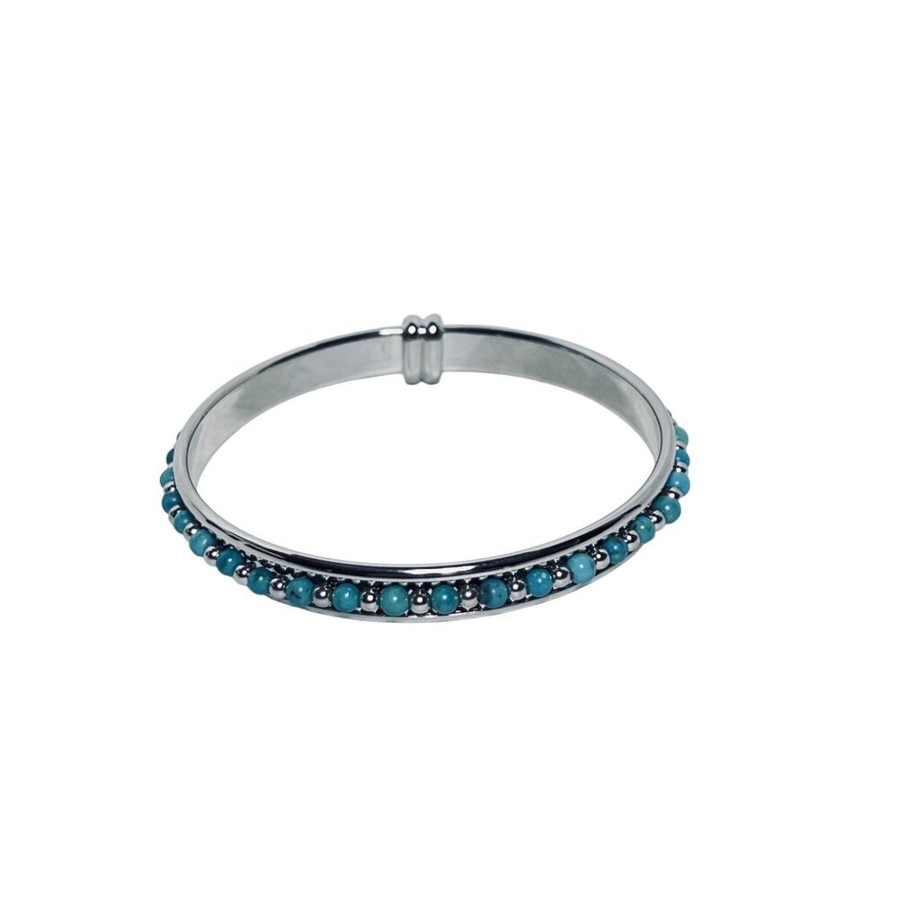 Bronze Milor Italy Silver Tone And Faux Turquois Bracelet (6210) - Picture 5 of 6